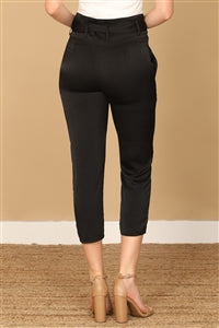 Waist Tie Skinny Capri Pants