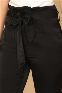 Waist Tie Skinny Capri Pants