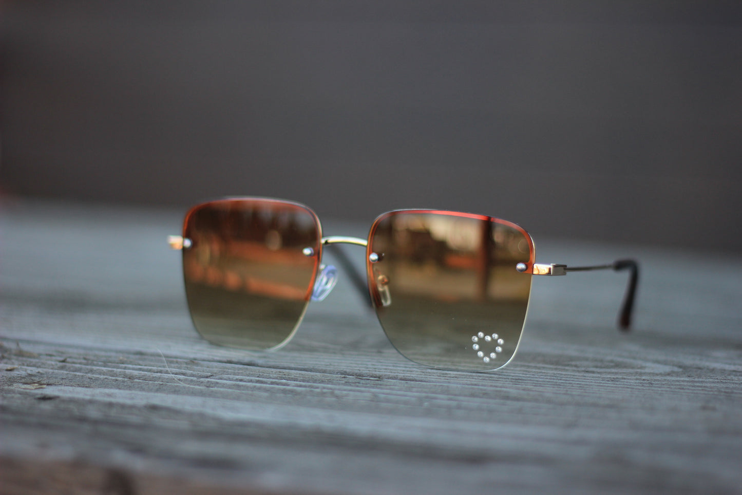 Rimless Rhinestone Heart Sunglasses