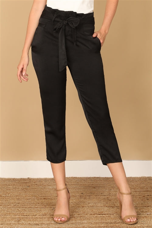 Waist Tie Skinny Capri Pants