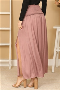 Mauve Thigh Hight Satiny Skirt