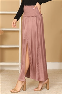 Mauve Thigh Hight Satiny Skirt