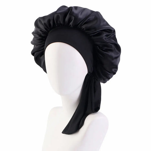 Elastic Ribbon Silk Bow Nightcap/Bonnet